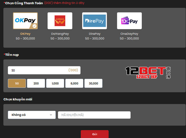Quy trình nạp tiền 12bet bằng QR ngân hàng